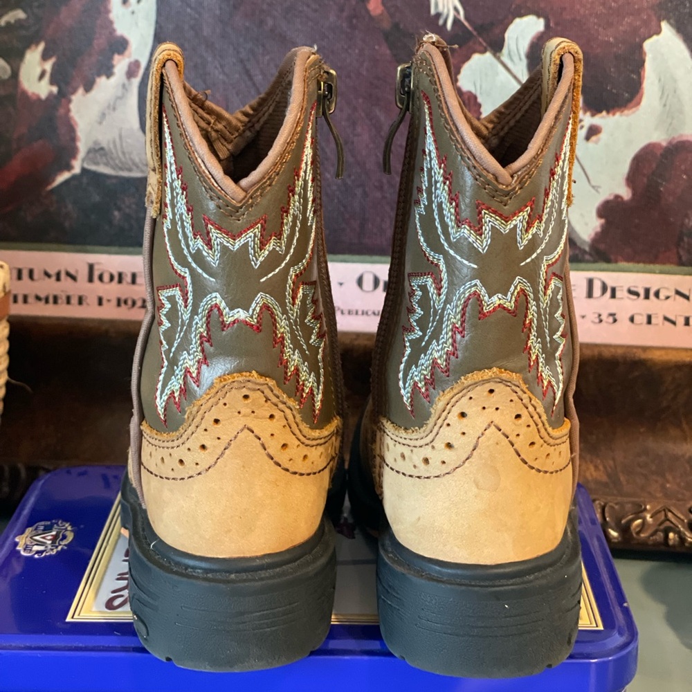 Ariat Lil’ Stompers Durango Brown Leather Cowboy Boots Toddler Sz 6 - Picture 4 of 6